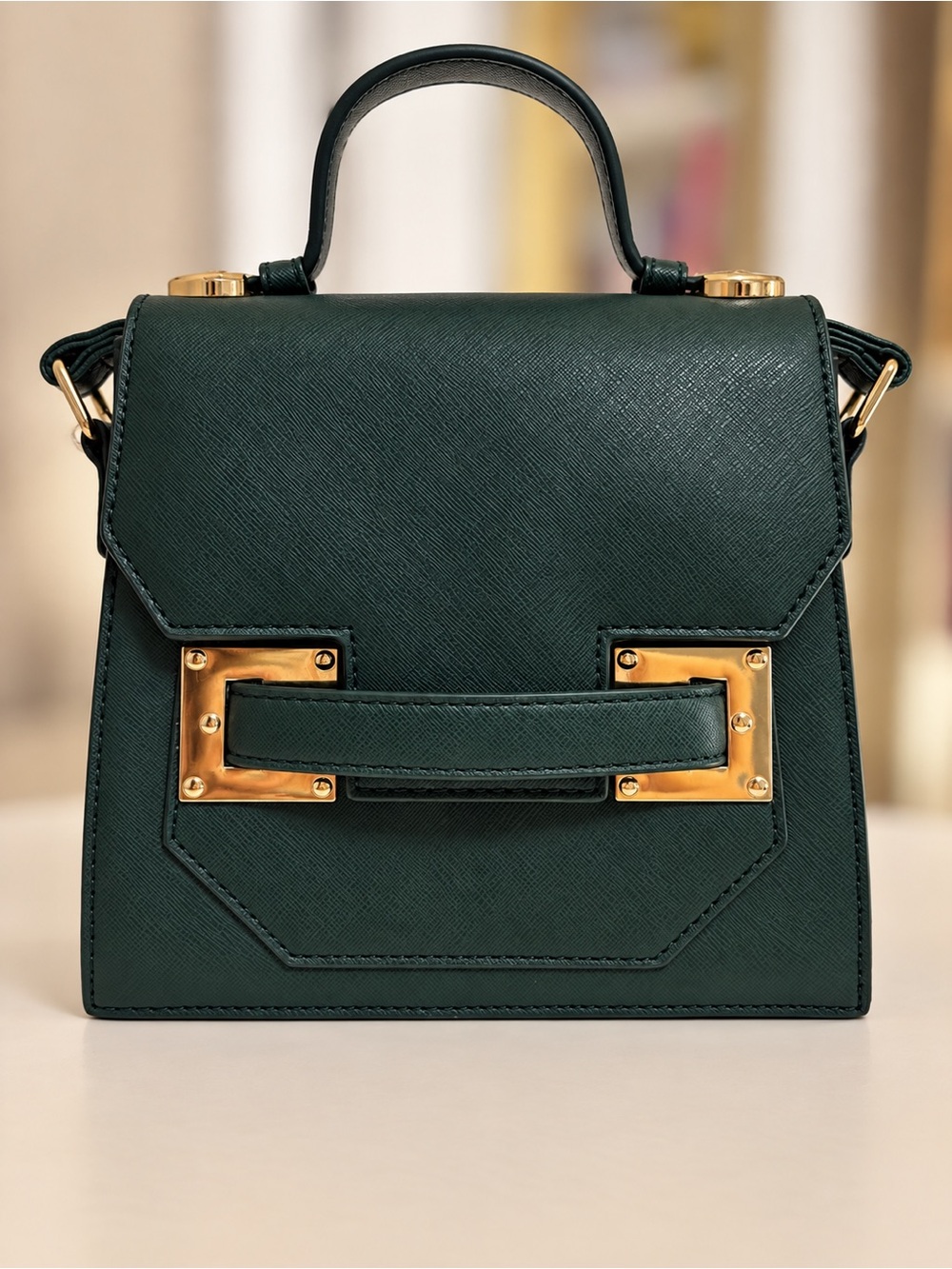 Lionel vegan leather handbag - in dark green